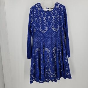 The Pyramid Collection Lace Tunic Dress  Blue Boho Gothic Renaissance Fairy XL